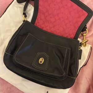 SOLD 
Black Coach Legacy Bag with Pink Interior